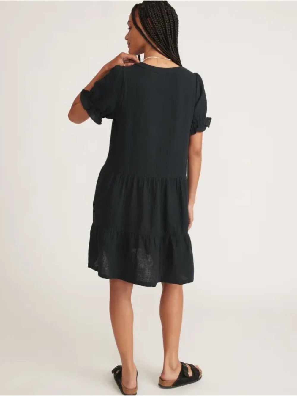 MARINE LAYER Black Short Sleeve V-Neck Dress - Picture 4 of 11